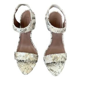 NIB BCBG Maxazria snakeskin animal print cream leather sexy party heels 5.5